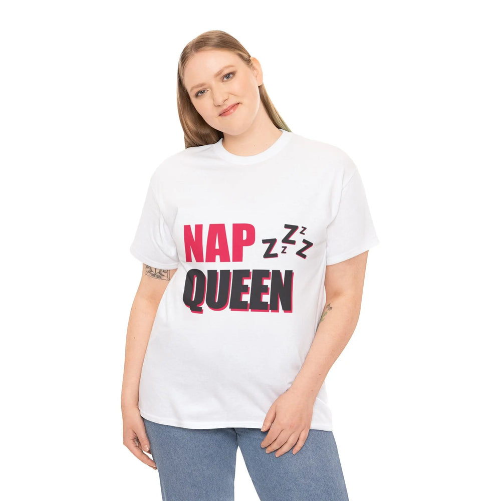 Nap Queen Unisex Heavy Cotton Tee - Comfy Casual T-Shirt for Nap Lovers Printify