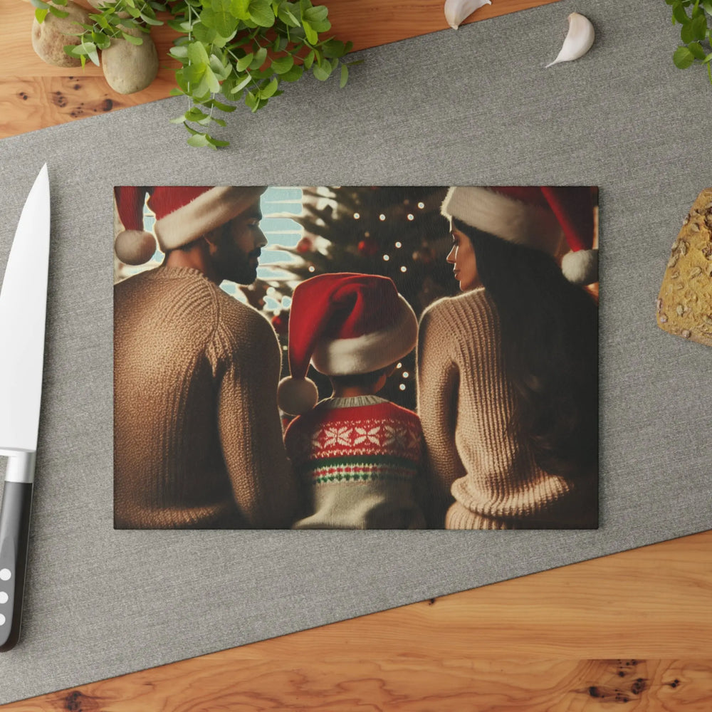 Holiday Family Christmas Glass Cutting Board - Perfect Gift for Kitchen Decor Printify