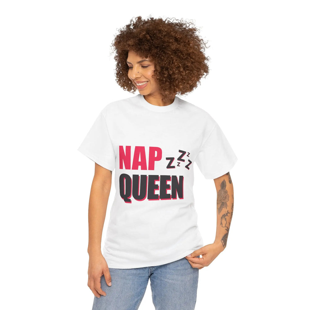 Nap Queen Unisex Heavy Cotton Tee - Comfy Casual T-Shirt for Nap Lovers Printify