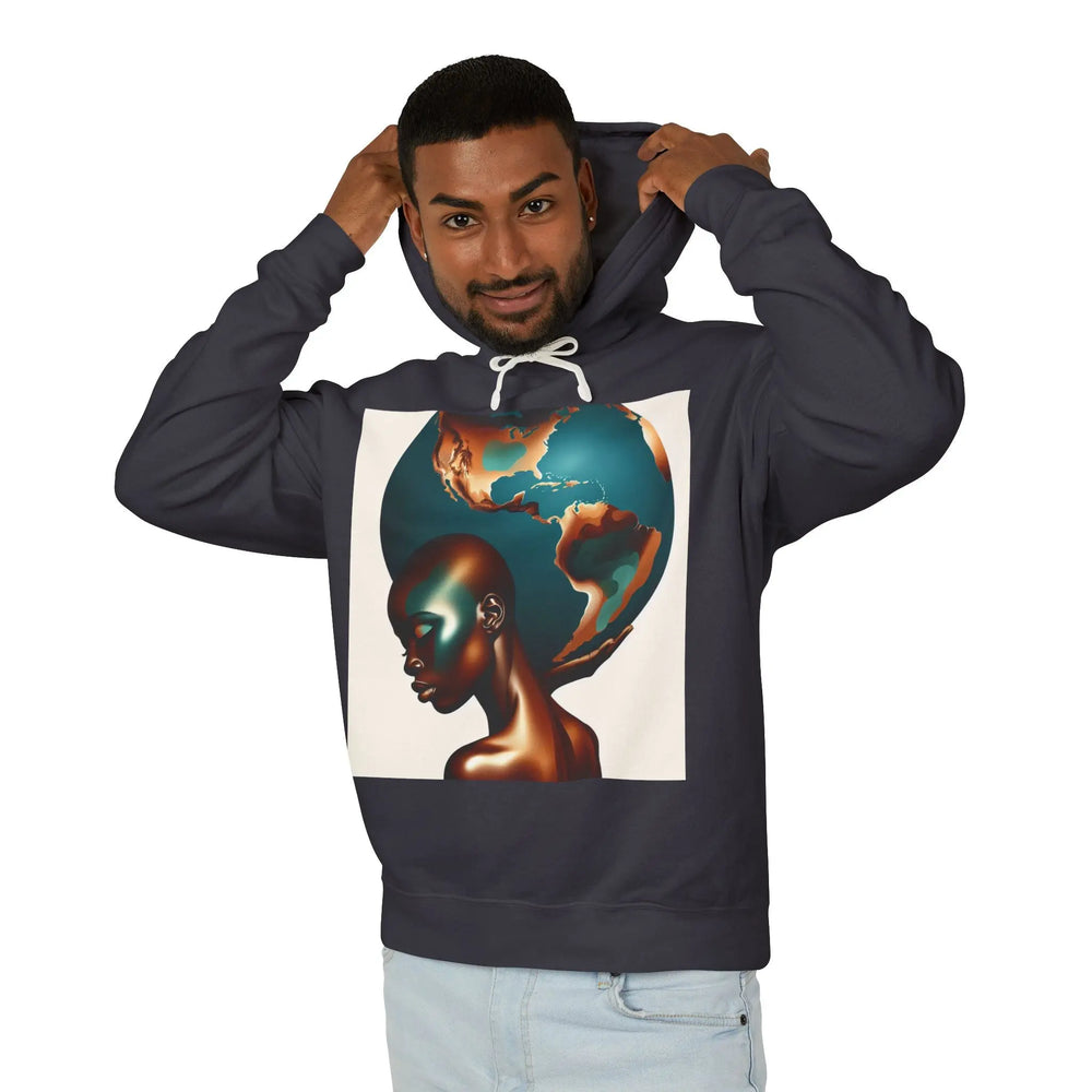 Weight of The World - Global Beauty Unisex Lightweight Hooded Sweatshirt - Earth-Inspired Art Printify