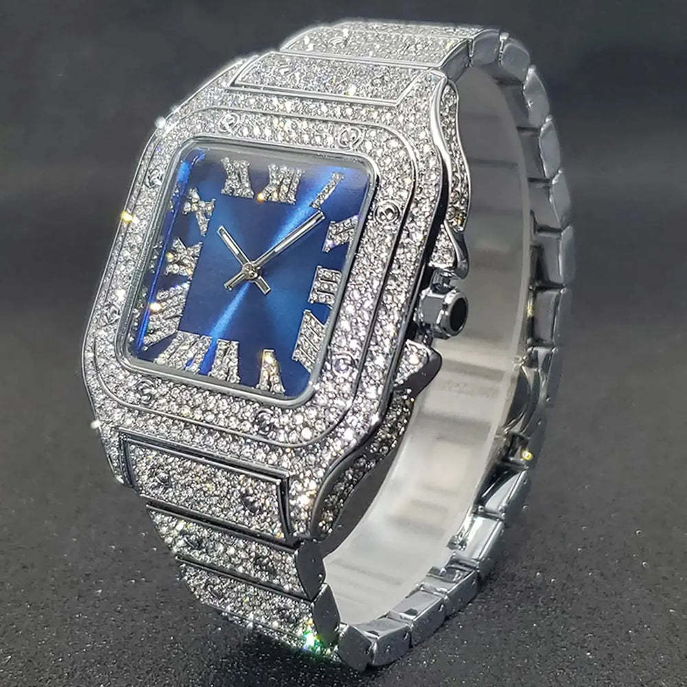 Square, Blue, Black or White Faced, Iced Out, Two Tone, Gold or Silver Luxury Watches For Men and Women Yiwu Uwin-ALI