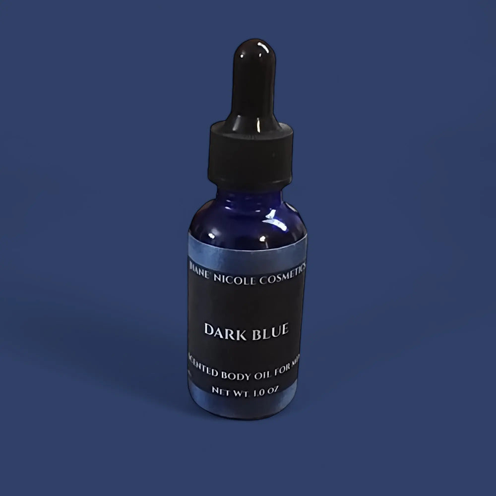 Dark Blue Scented Body Oil for Men Jhane' Nicole Cosmetics