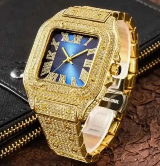 Square, Blue, Black or White Faced, Iced Out, Two Tone, Gold or Silver Luxury Watches For Men and Women Yiwu Uwin-ALI