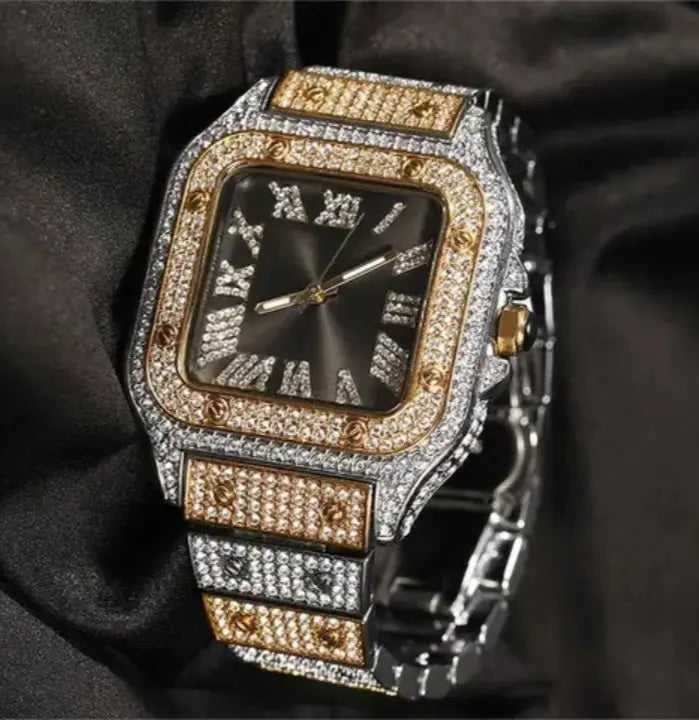 Square, Blue, Black or White Faced, Iced Out, Two Tone, Gold or Silver Luxury Watches For Men and Women Yiwu Uwin-ALI