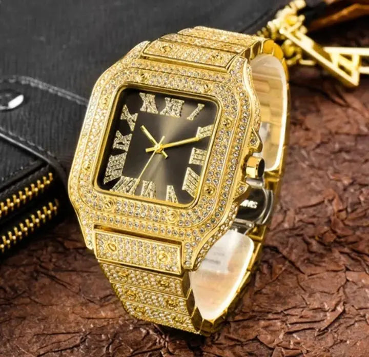 Square, Blue, Black or White Faced, Iced Out, Two Tone, Gold or Silver Luxury Watches For Men and Women Yiwu Uwin-ALI