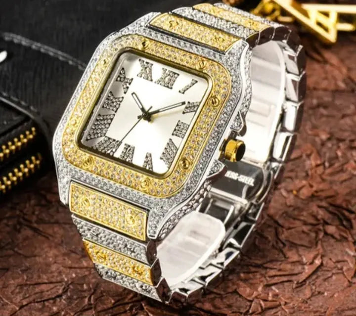 Square, Blue, Black or White Faced, Iced Out, Two Tone, Gold or Silver Luxury Watches For Men and Women Yiwu Uwin-ALI