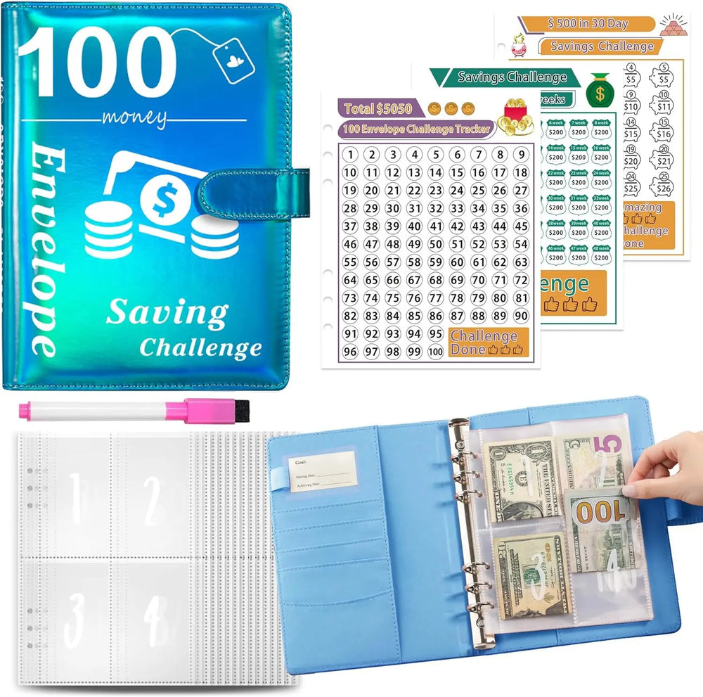 100 Envelope Money Saving Challenge Binder, Save up to $5050.00 Artlaza-AMA