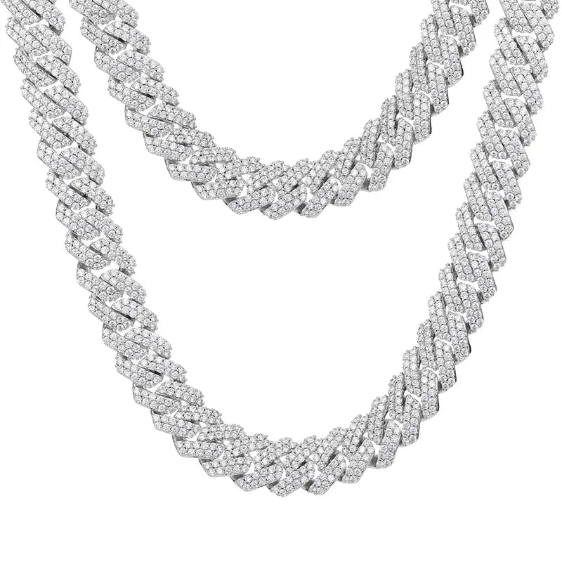 2 Rows CZ Diamond Cuban Link Chain Necklaces Jhane' Nicole Cosmetics