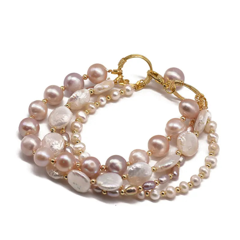 Natural Freshwater Pearl Multilayer Bracelet Jhane' Nicole Cosmetics