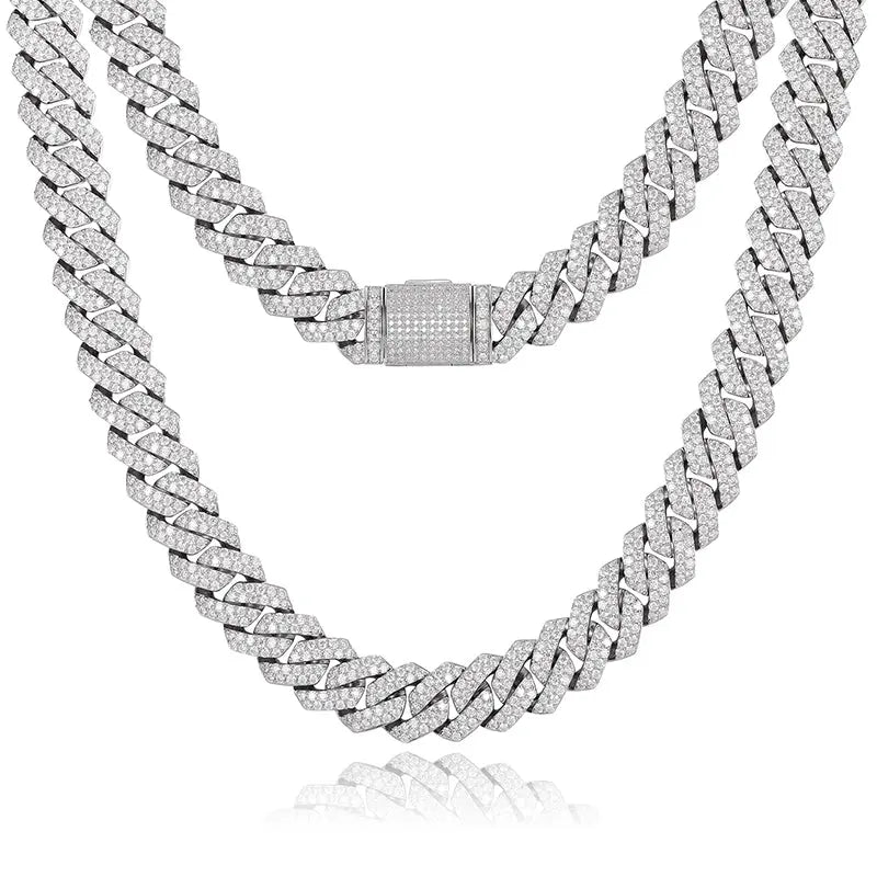 2 Rows CZ Diamond Cuban Link Chain Necklaces Jhane' Nicole Cosmetics