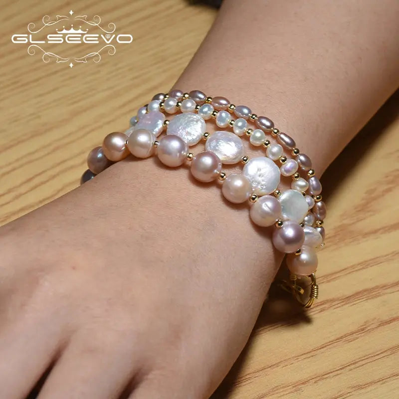 Natural Freshwater Pearl Multilayer Bracelet Jhane' Nicole Cosmetics