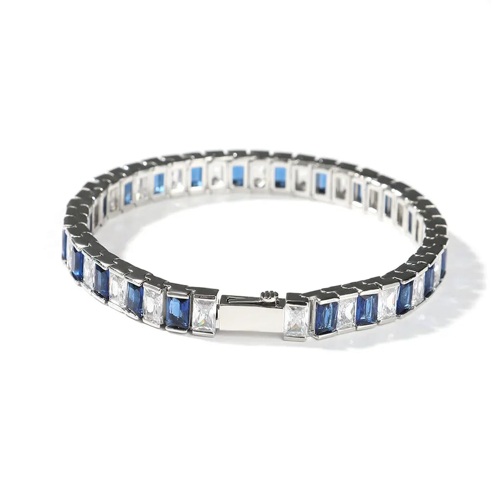 Blue CZ Princess Cut Tennis Bracelet Jhane' Nicole Cosmetics-Yiwu Uwin