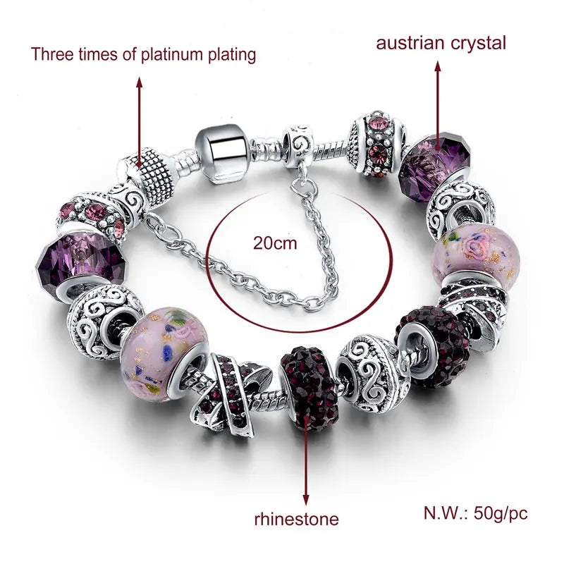 Charm Bracelet Austrian Rhinestone Jhane' Nicole Cosmetics