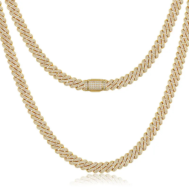 2 Rows CZ Diamond Cuban Link Chain Necklaces Jhane' Nicole Cosmetics