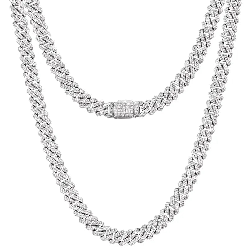 2 Rows CZ Diamond Cuban Link Chain Necklaces Jhane' Nicole Cosmetics