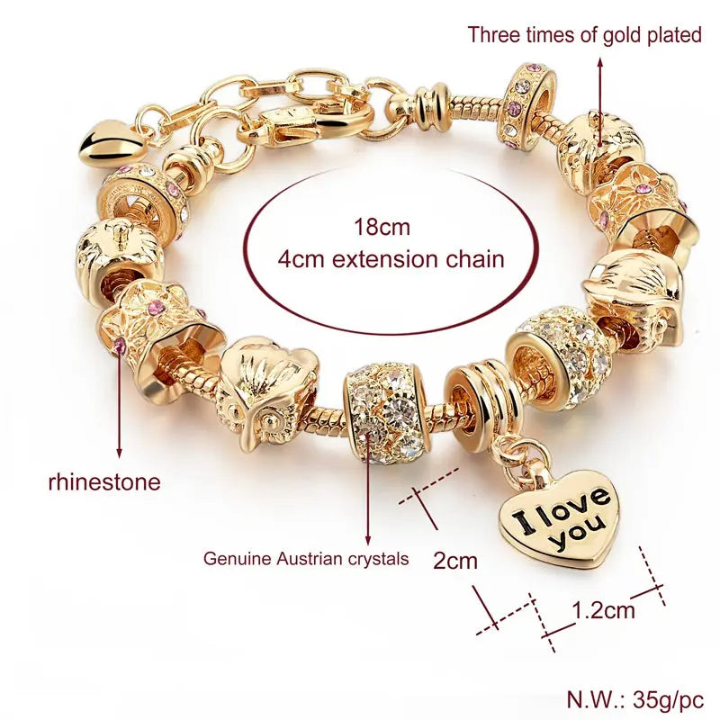 Charm Bracelet Austrian Rhinestone Jhane' Nicole Cosmetics