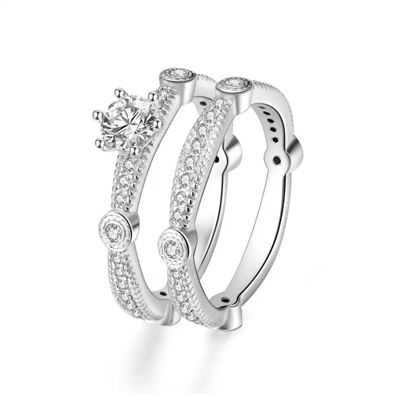 Sterling Silver 925 Luxury 2pcs/Set Rings-VARIOUS STYLES Jhane' Nicole Cosmetics