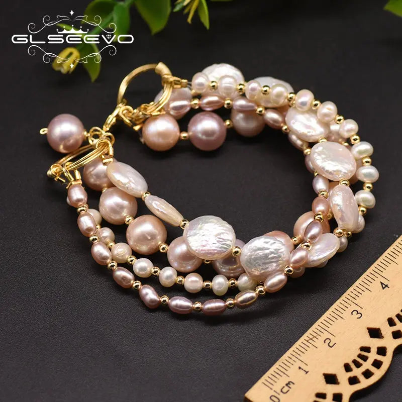 Natural Freshwater Pearl Multilayer Bracelet Jhane' Nicole Cosmetics