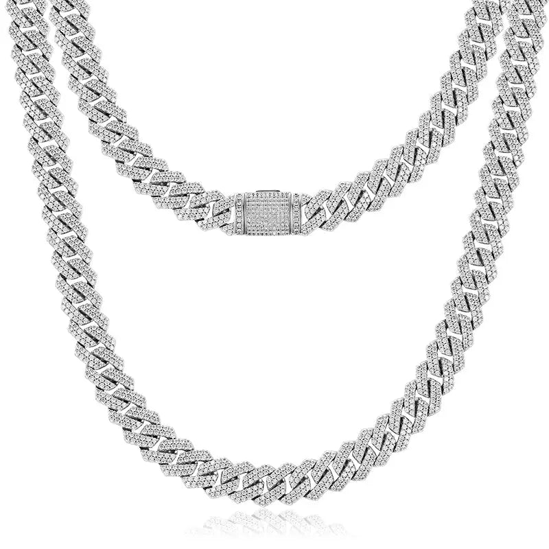 2 Rows CZ Diamond Cuban Link Chain Necklaces Jhane' Nicole Cosmetics