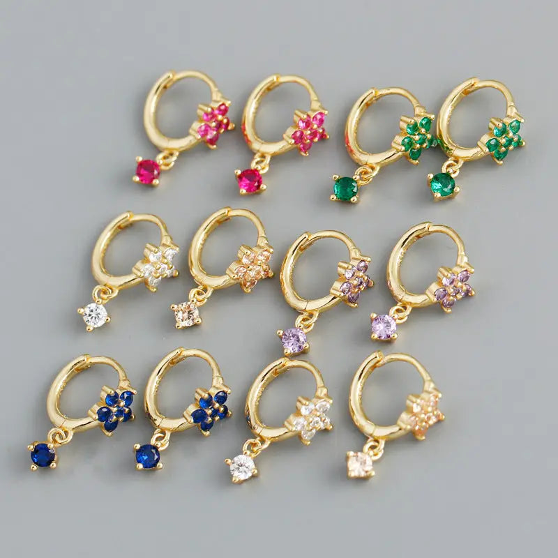 Korean Round Diamond Flower Hoop Earrings Jhane' Nicole Cosmetics