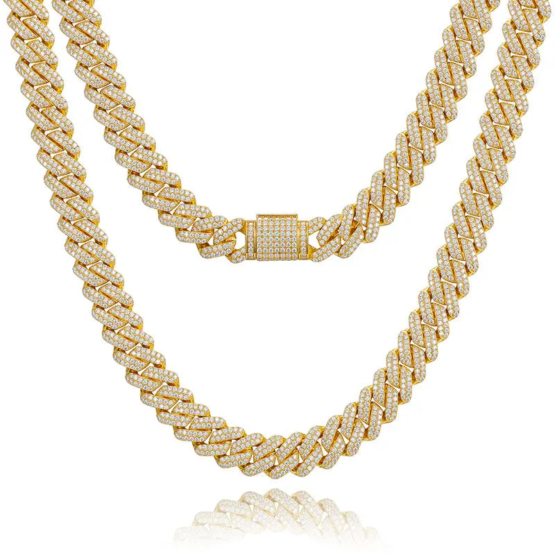 2 Rows CZ Diamond Cuban Link Chain Necklaces Jhane' Nicole Cosmetics