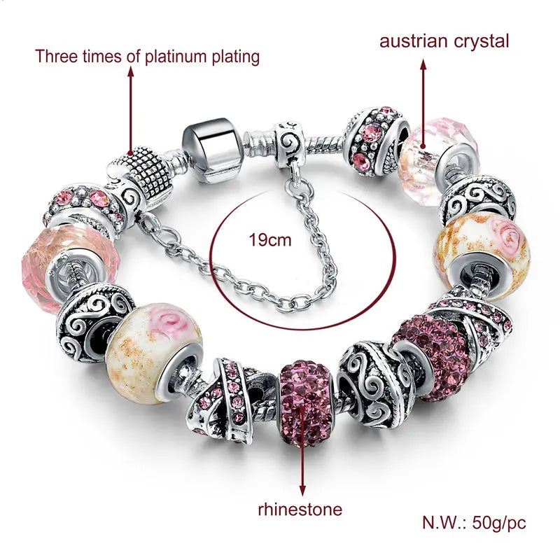 Charm Bracelet Austrian Rhinestone Jhane' Nicole Cosmetics