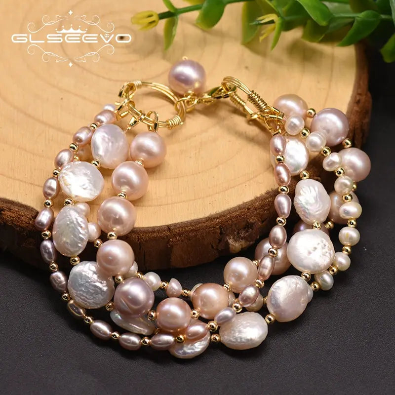 Natural Freshwater Pearl Multilayer Bracelet Jhane' Nicole Cosmetics