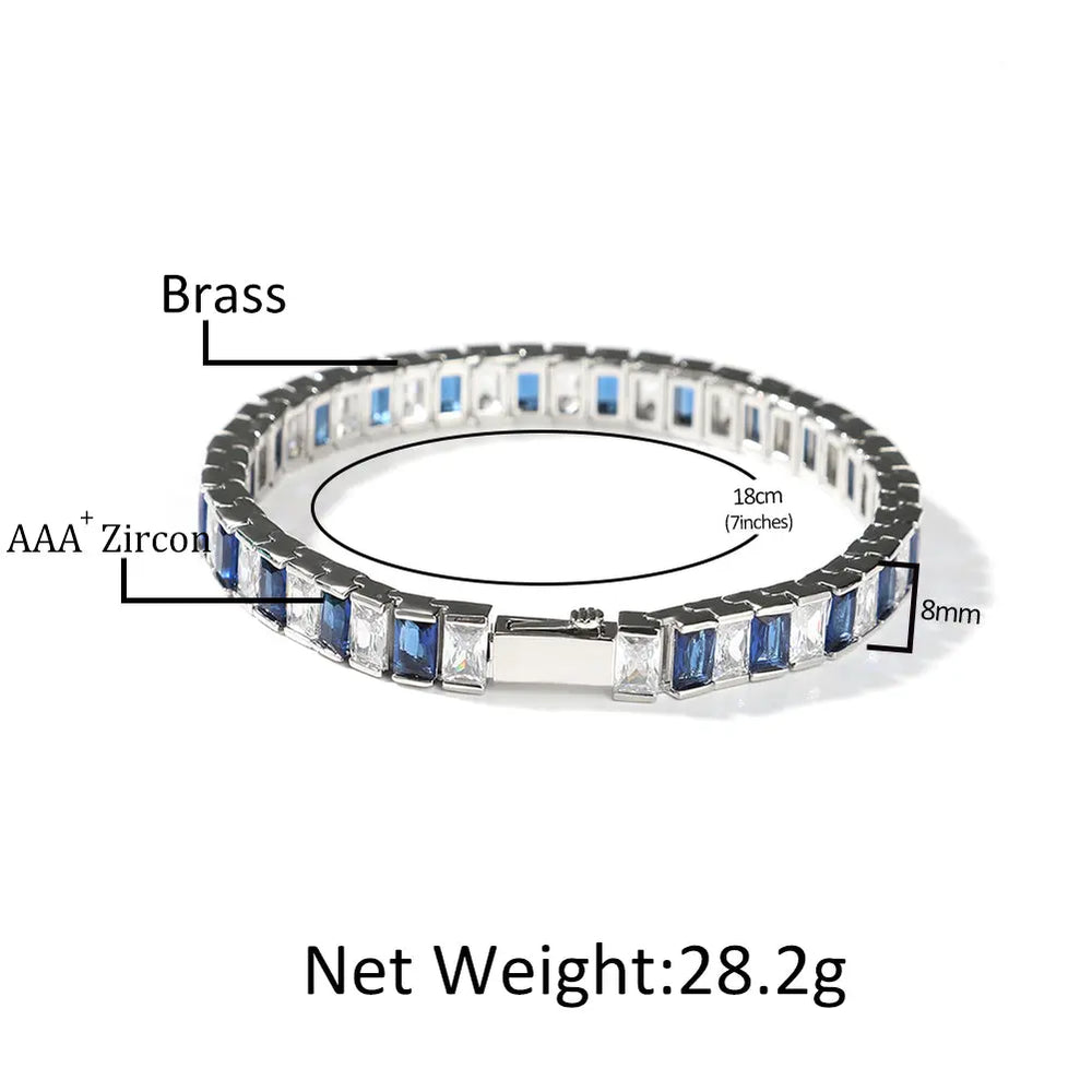 Blue CZ Princess Cut Tennis Bracelet Jhane' Nicole Cosmetics-Yiwu Uwin